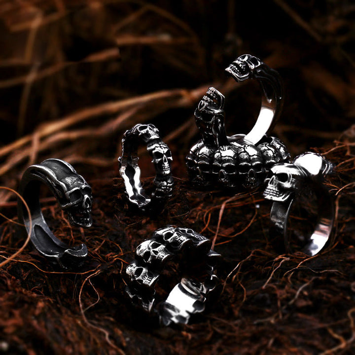 FREE Today: Stainless Steel Mooth Punk Rock Biker Men Cycle Skull Ring - image 0