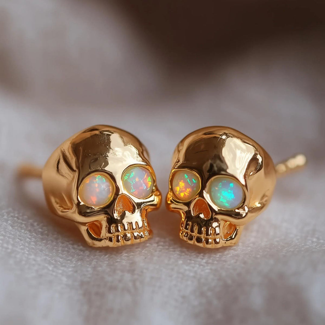 FREE Today: Skull Synthetic Fire Opal Stainless Steel Stud Earrings - image 2