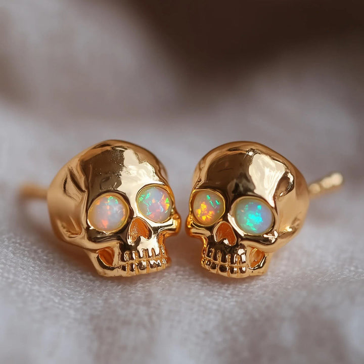 FREE Today: Skull Synthetic Fire Opal Stainless Steel Stud Earrings - image 2