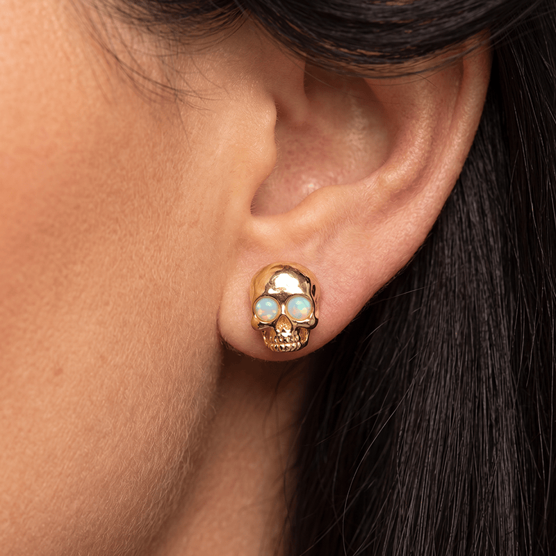 FREE Today: Skull Synthetic Fire Opal Stainless Steel Stud Earrings - image 1