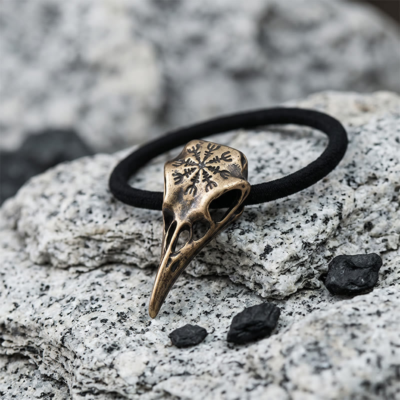 FREE Today: Vegvisir Rune Viking Raven Skull Hair Tie - Gold Color - image 4