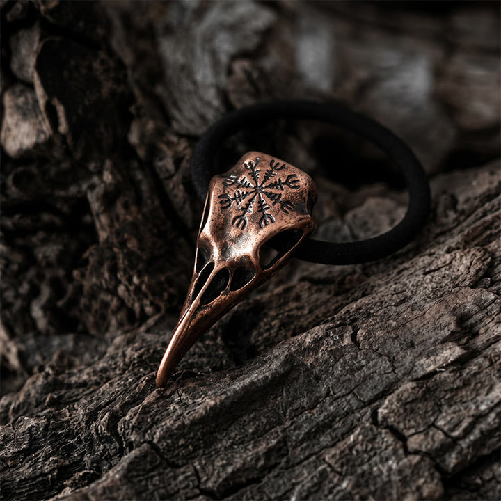 FREE Today: Vegvisir Rune Viking Raven Skull Hair Tie - Copper Color - image 1