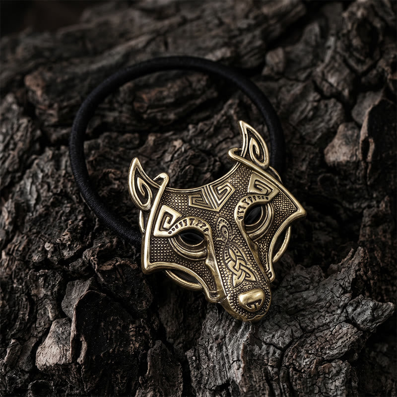 FREE Today: Viking Fenrir Wolf Head Hair Tie - Gold Color - image 1