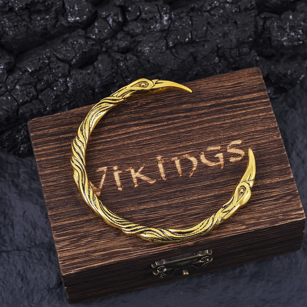 FREE Today: Viking Raven Norse Cuff Wristband Men Bracelet - Gold - image 6