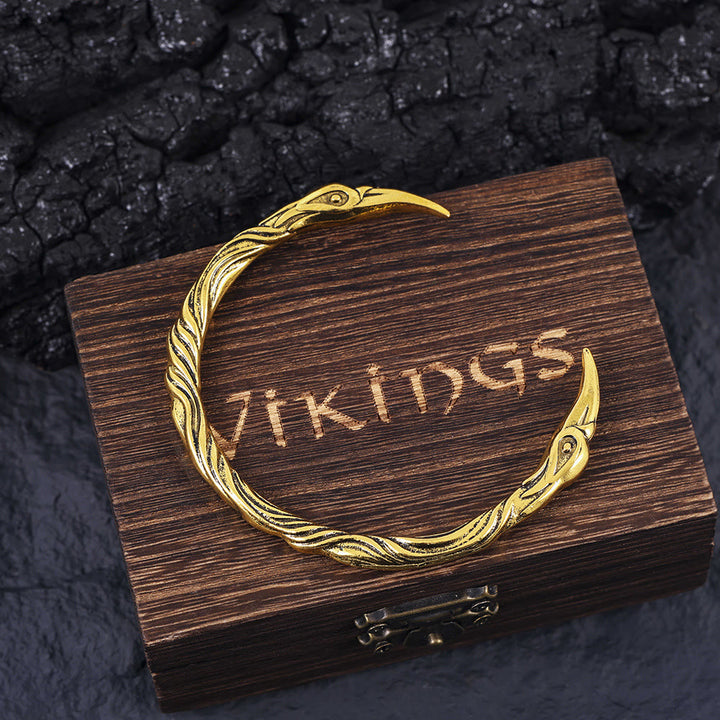FREE Today: Viking Raven Norse Cuff Wristband Men Bracelet - Gold - image 6