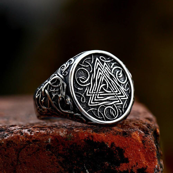 FREE Today: Titanium Steel Viking Valknut Ring - Triangular Rune - US 13 - image 0