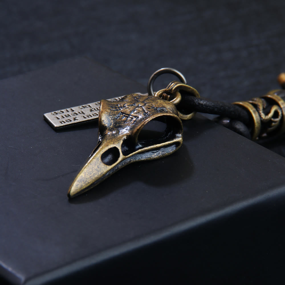 FREE Today: Retro Leather Rope Lobster Buckle Pendant Raven Skull Keychain - image 2