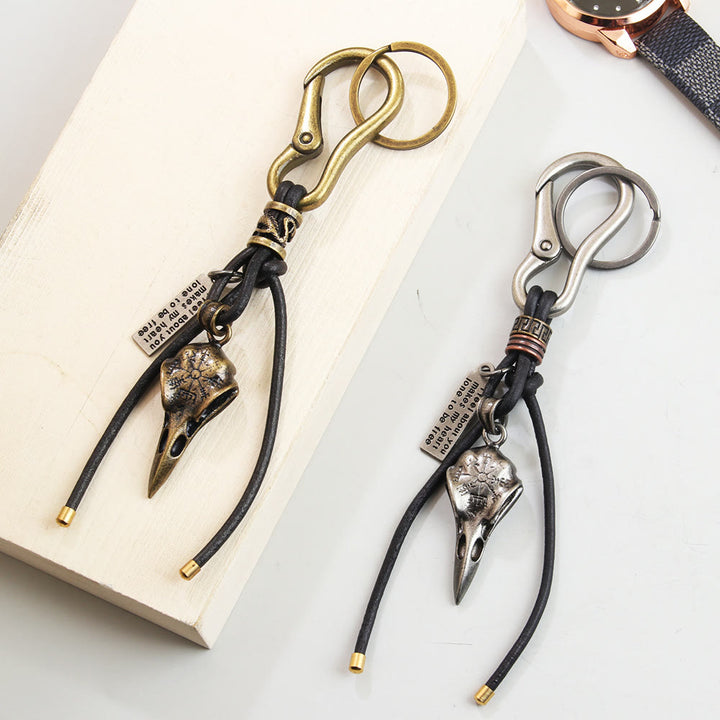 FREE Today: Retro Leather Rope Lobster Buckle Pendant Raven Skull Keychain - image 6