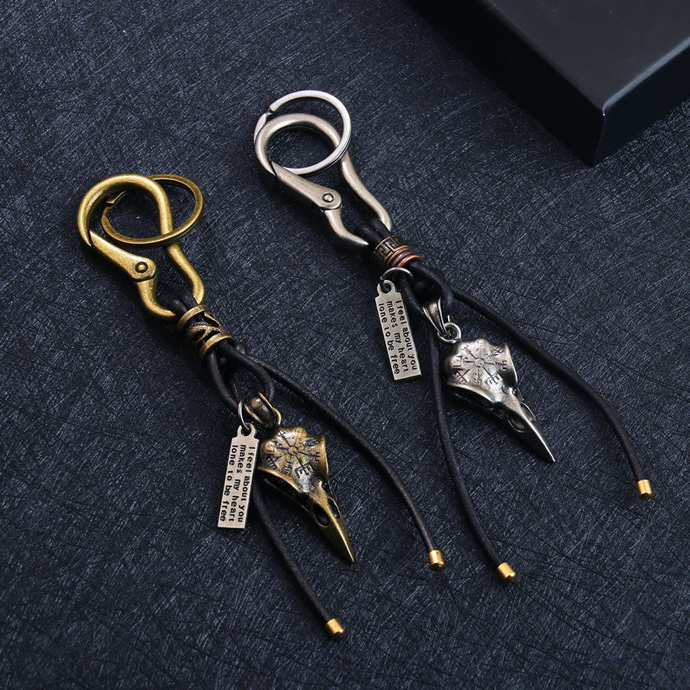 FREE Today: Retro Leather Rope Lobster Buckle Pendant Raven Skull Keychain - image 0