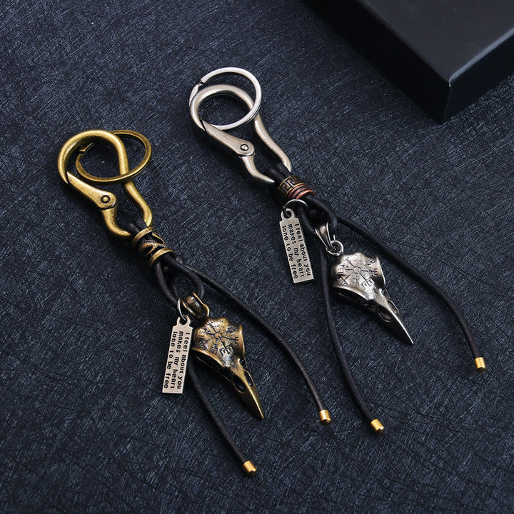 FREE Today: Retro Leather Rope Lobster Buckle Pendant Raven Skull Keychain - image 0