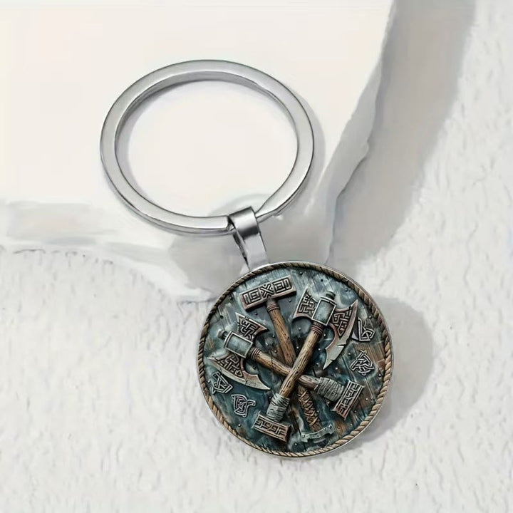 FREE Today: Viking 2D Double-Axe Design Round Coin Keychain - image 1