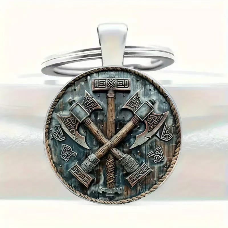 FREE Today: Viking 2D Double-Axe Design Round Coin Keychain - image 2
