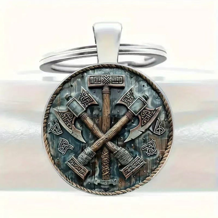 FREE Today: Viking 2D Double-Axe Design Round Coin Keychain - image 2