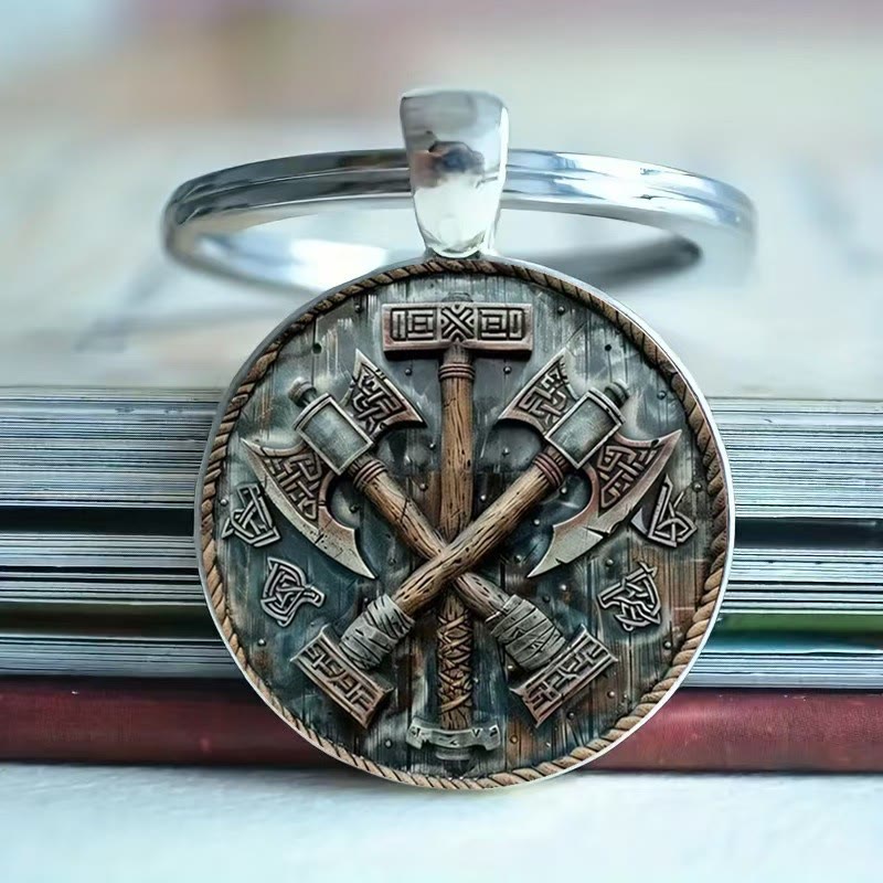 FREE Today: Viking 2D Double-Axe Design Round Coin Keychain - 30mm - image 0