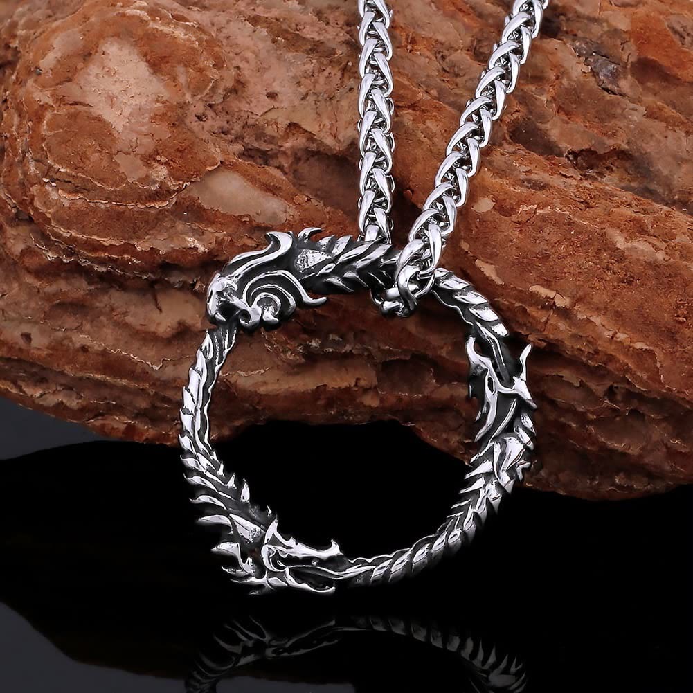 FREE Today: Viking Norse Dragon Ouroboros Pendant Circle Necklace - image 12