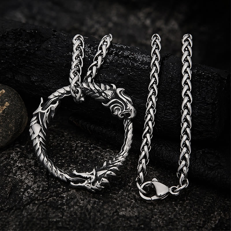 FREE Today: Viking Norse Dragon Ouroboros Pendant Circle Necklace - image 3