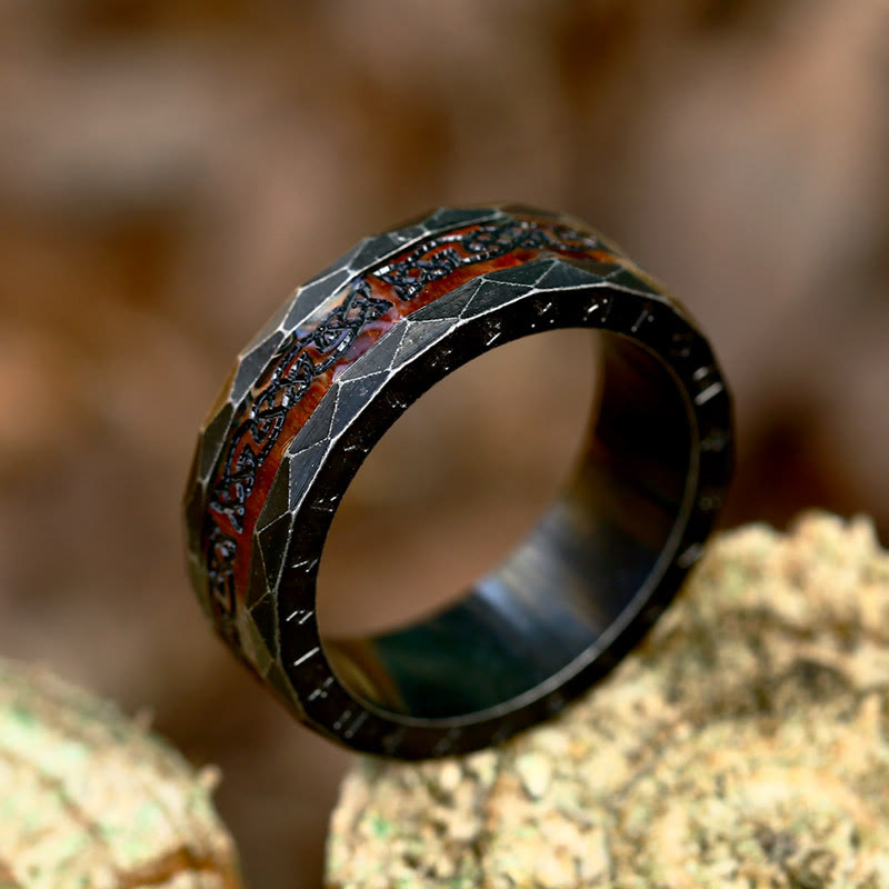 FREE Today: Norse Runes Wolf Raven Tree of Life Viking Stainless Steel Ring - Vintage Black - US 13 - image 3