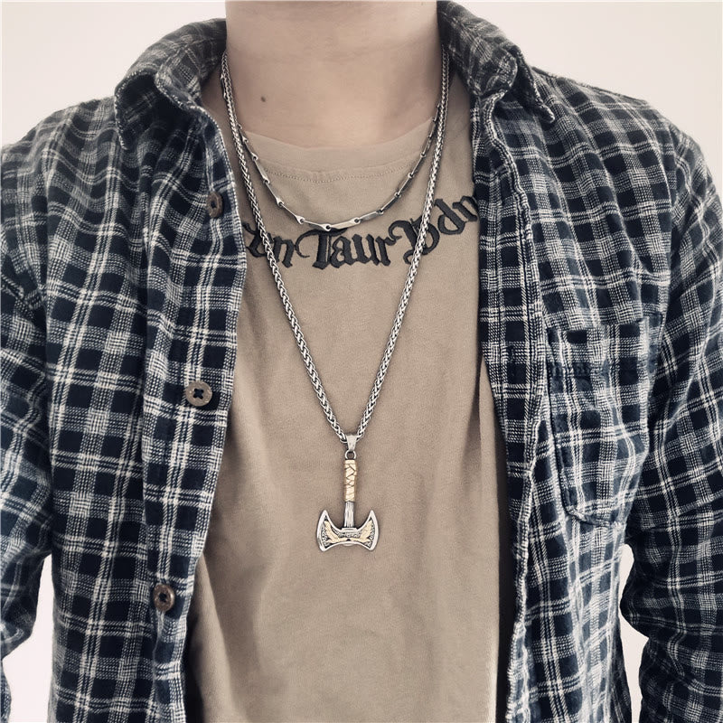 FREE Today: Viking Thor's Hammer Axe Crow Ravens Pendant Titanium Steel Necklace - image 1
