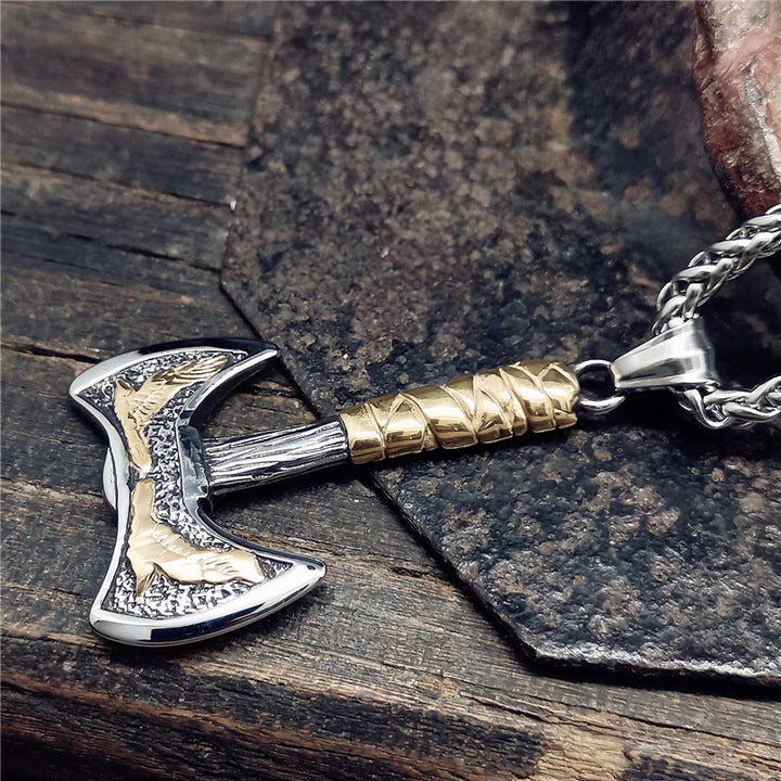 FREE Today: Viking Thor's Hammer Axe Crow Ravens Pendant Titanium Steel Necklace - image 7