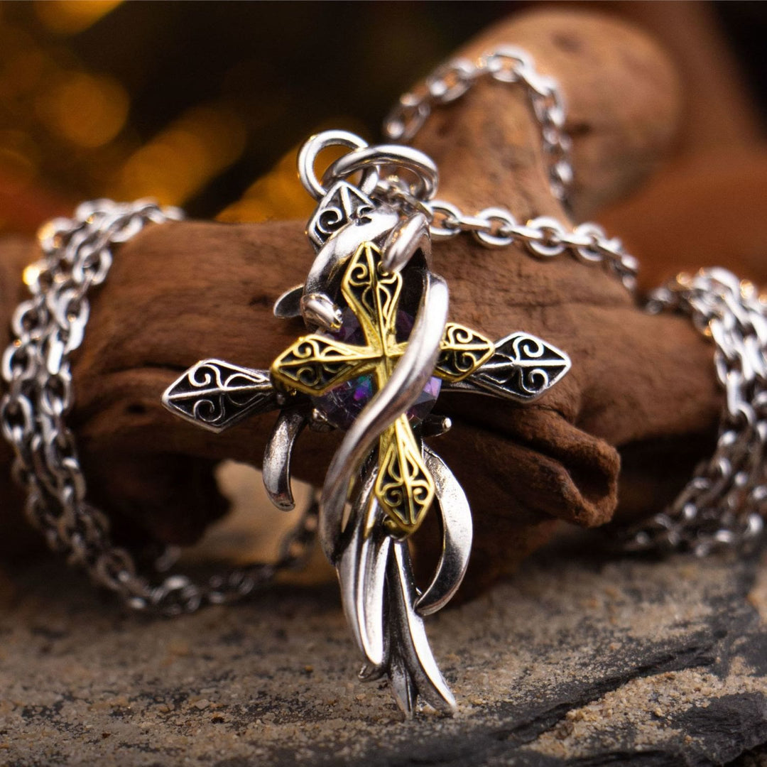 FREE Today: Two-Tone Design Cross Necklace - Cross - image 0