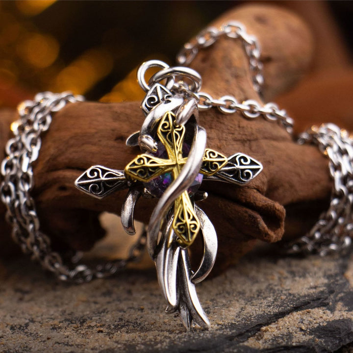 FREE Today: Two-Tone Design Cross Necklace - Cross - image 0