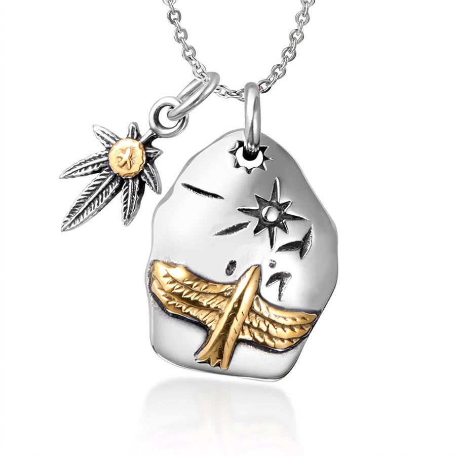 FREE Today: Flying Eagle Double Leaf Pendant Amulet Necklace - Style 1 - image 1