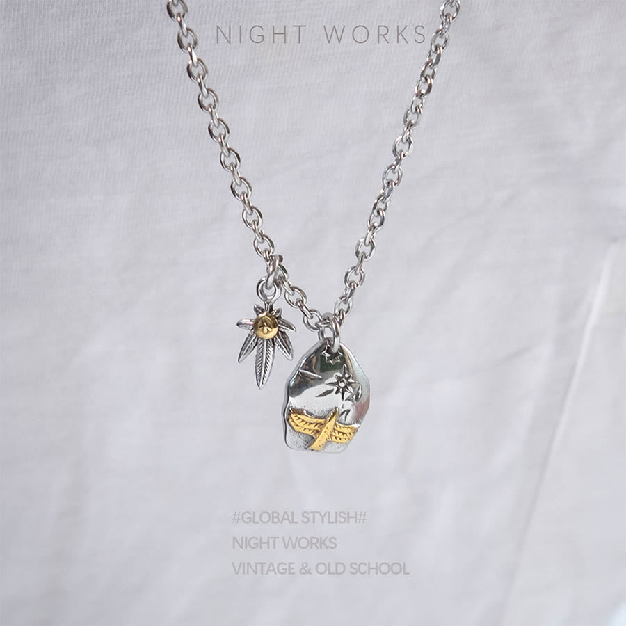 FREE Today: Flying Eagle Double Leaf Pendant Amulet Necklace - image 4