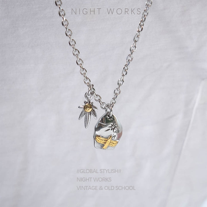 FREE Today: Flying Eagle Double Leaf Pendant Amulet Necklace - image 4