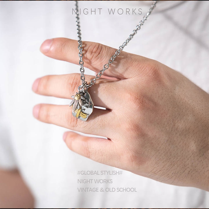 FREE Today: Flying Eagle Double Leaf Pendant Amulet Necklace - image 3