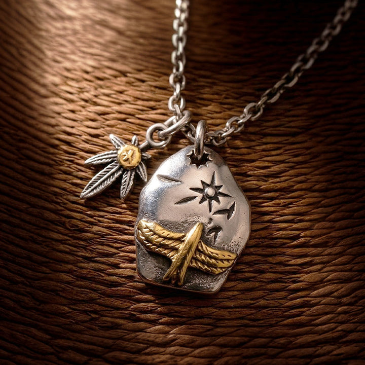 FREE Today: Flying Eagle Double Leaf Pendant Amulet Necklace - image 6