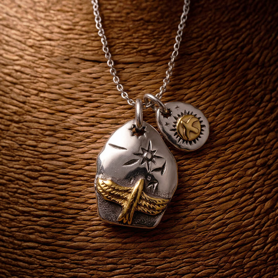 FREE Today: Flying Eagle Double Leaf Pendant Amulet Necklace - image 16