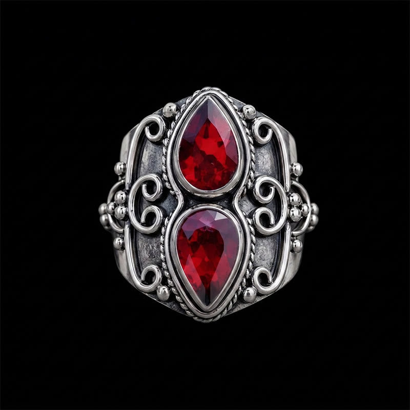FREE Today: Vintage Boho Pear Red Garnet Alloy Ring - image 2