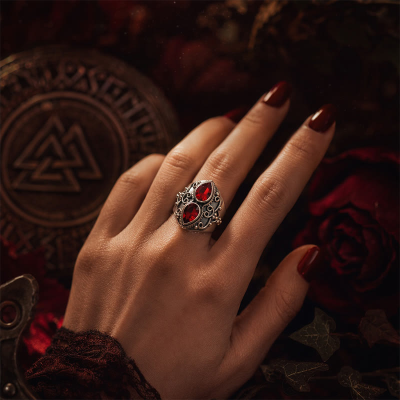 FREE Today: Vintage Boho Pear Red Garnet Alloy Ring - image 1