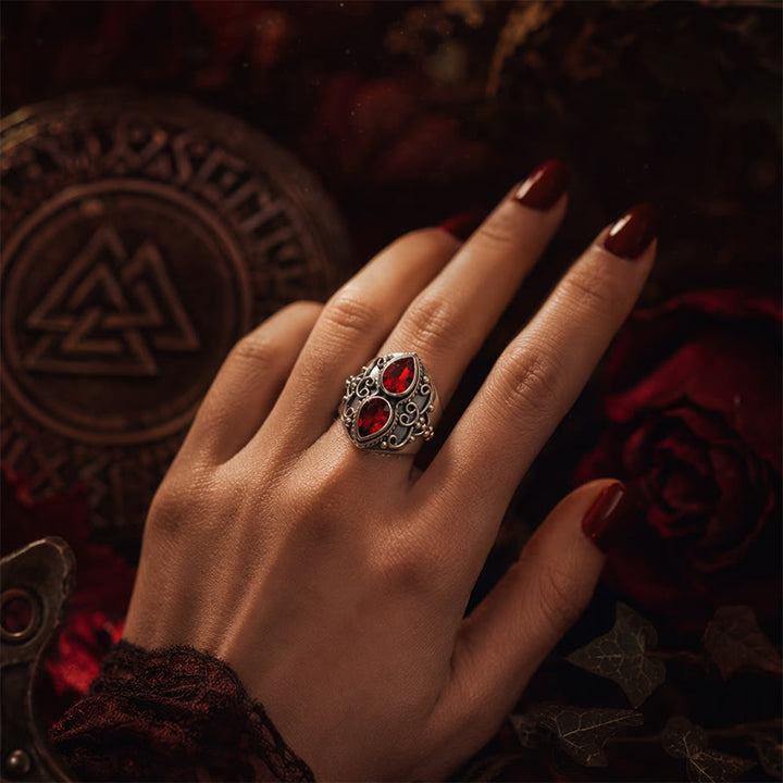 FREE Today: Vintage Boho Pear Red Garnet Alloy Ring - image 1