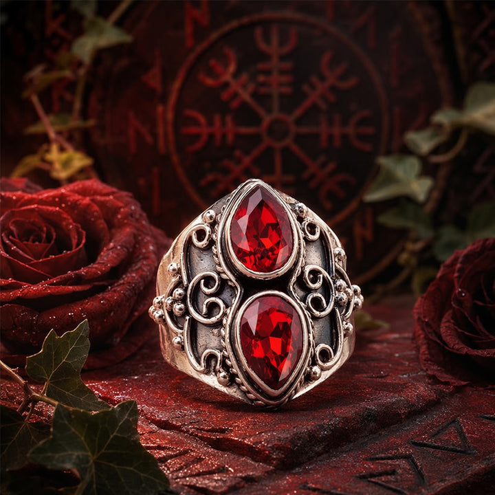 FREE Today: Vintage Boho Pear Red Garnet Alloy Ring - image 5