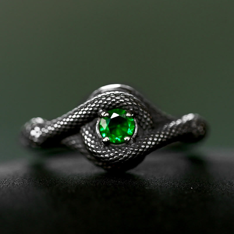 FREE Today: Snake Green Stone Viper Men's Stainless Steel Ring - Black - US 13 - image 4