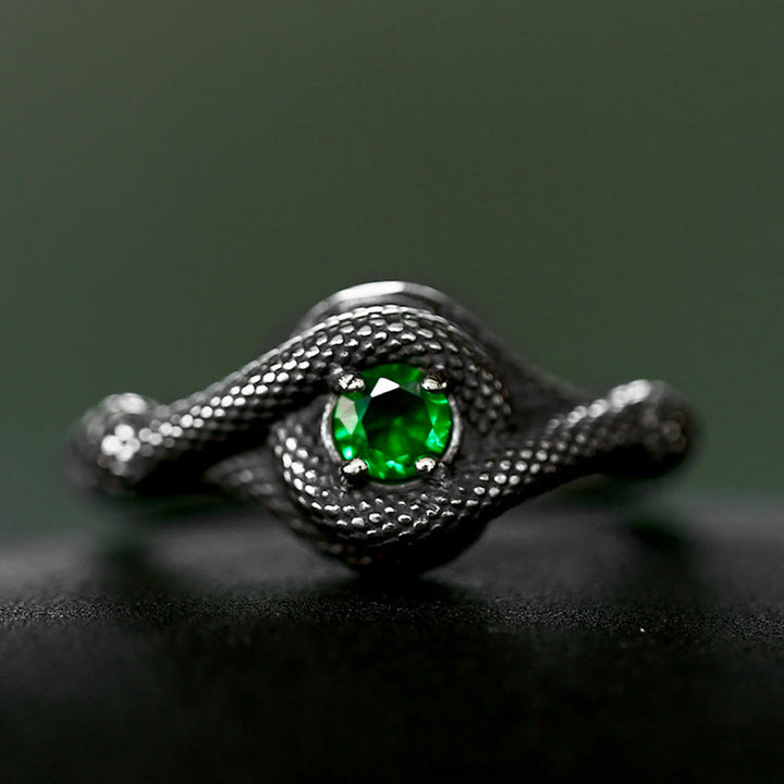 FREE Today: Snake Green Stone Viper Men's Stainless Steel Ring - Black - US 13 - image 4