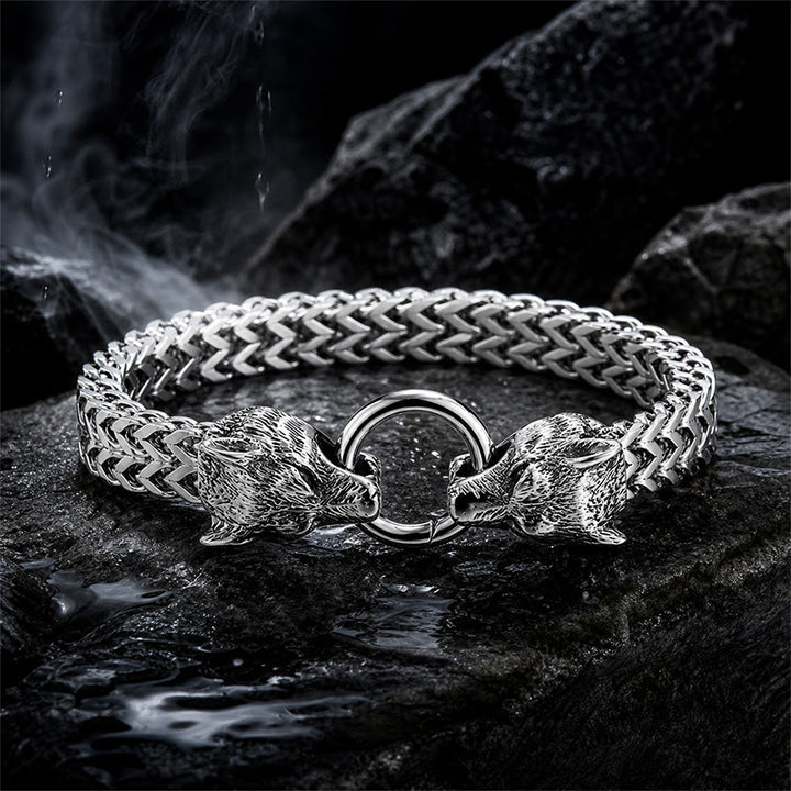 FREE Today: Stainless Steel Wolf Head Viking Bracelet-Fenrir - image 3