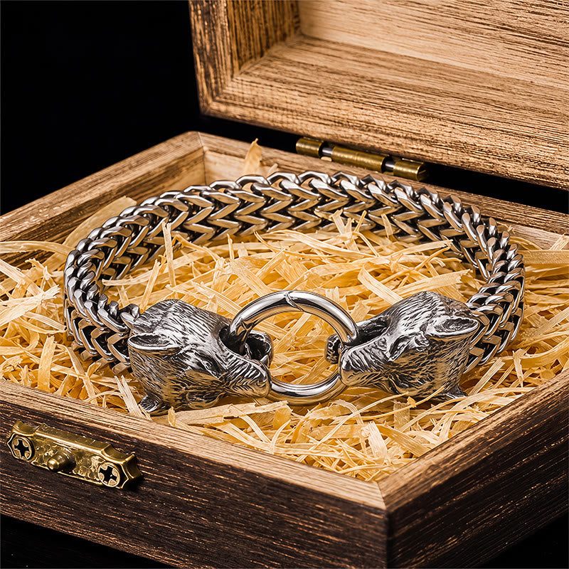 FREE Today: Stainless Steel Wolf Head Viking Bracelet-Fenrir - image 2