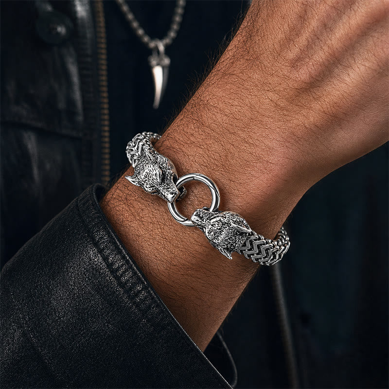 FREE Today: Stainless Steel Wolf Head Viking Bracelet-Fenrir - image 1