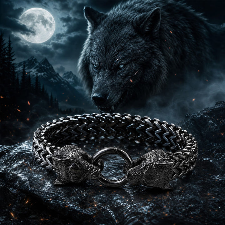 FREE Today: Stainless Steel Wolf Head Viking Bracelet-Fenrir - Black Color - 23cm - image 8