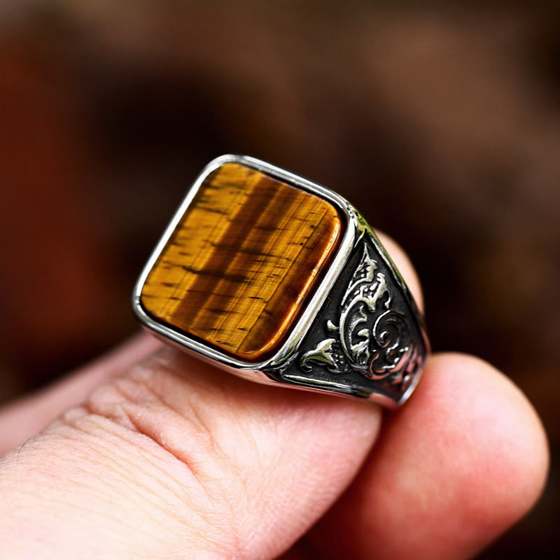 FREE Today: Power & Precision—Tiger Eye Scrollwork Signet Men Ring - image 2