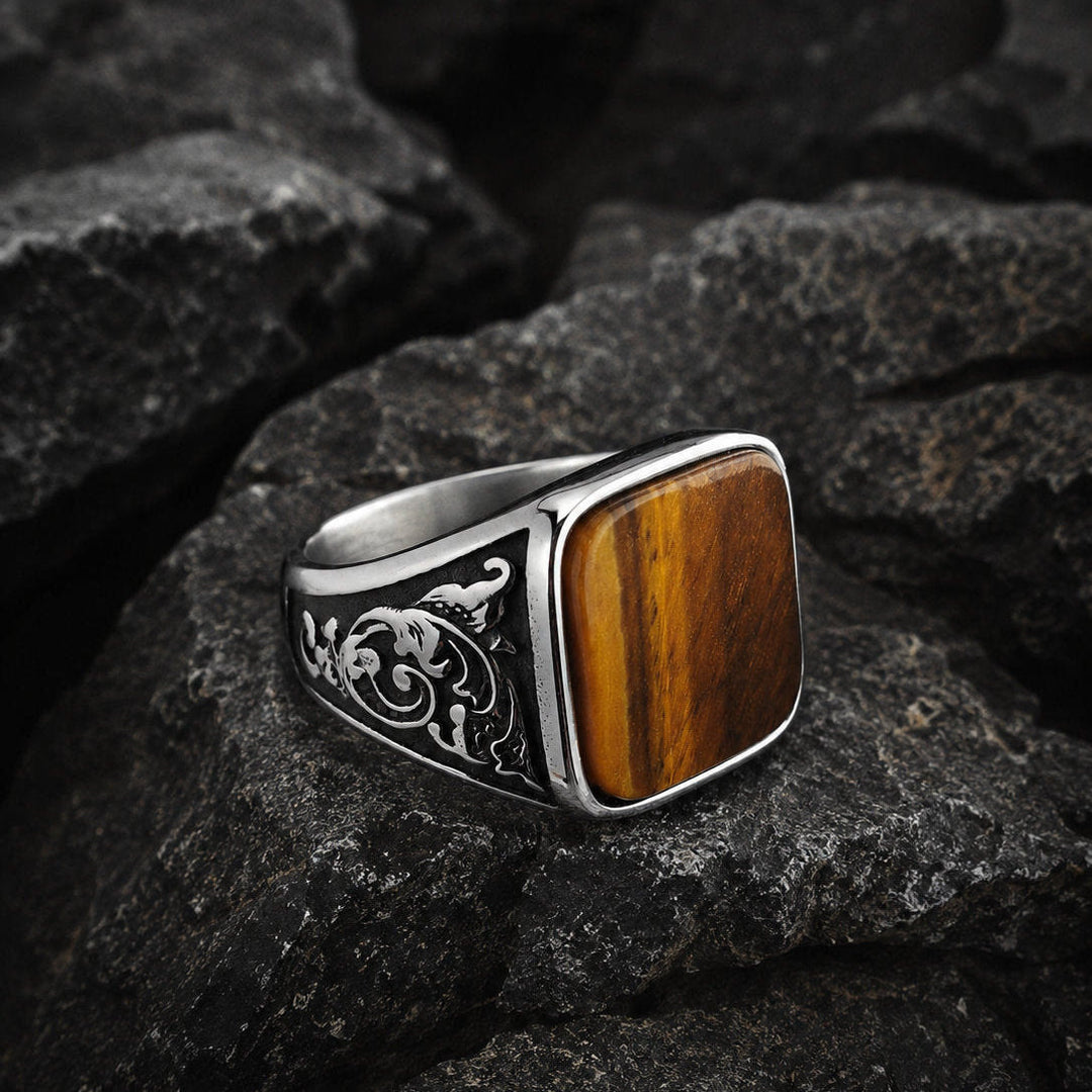 FREE Today: Power & Precision—Tiger Eye Scrollwork Signet Men Ring - image 4