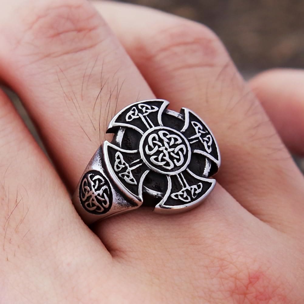 FREE Today: Nordic Viking Cross Celtic Knot Titanium Steel Ring - image 1