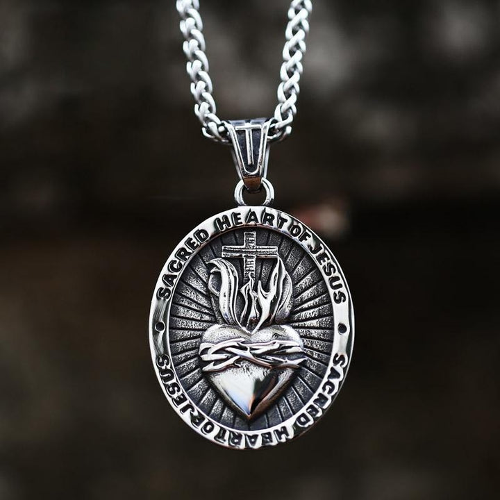 FREE Today: Titanium Steel Sacred Heart of Jesus Pendant Necklace - image 2