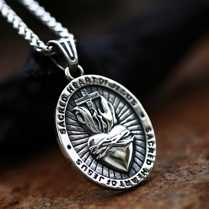 FREE Today: Titanium Steel Sacred Heart of Jesus Pendant Necklace - image 3