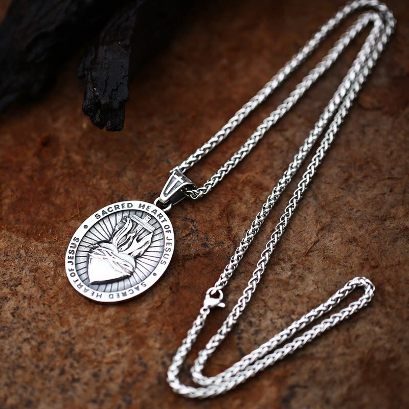 FREE Today: Titanium Steel Sacred Heart of Jesus Pendant Necklace - image 7