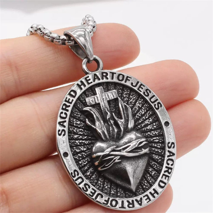 FREE Today: Titanium Steel Sacred Heart of Jesus Pendant Necklace - image 5