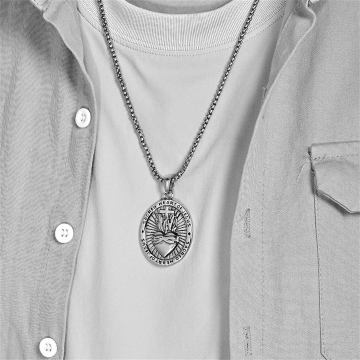FREE Today: Titanium Steel Sacred Heart of Jesus Pendant Necklace - image 1