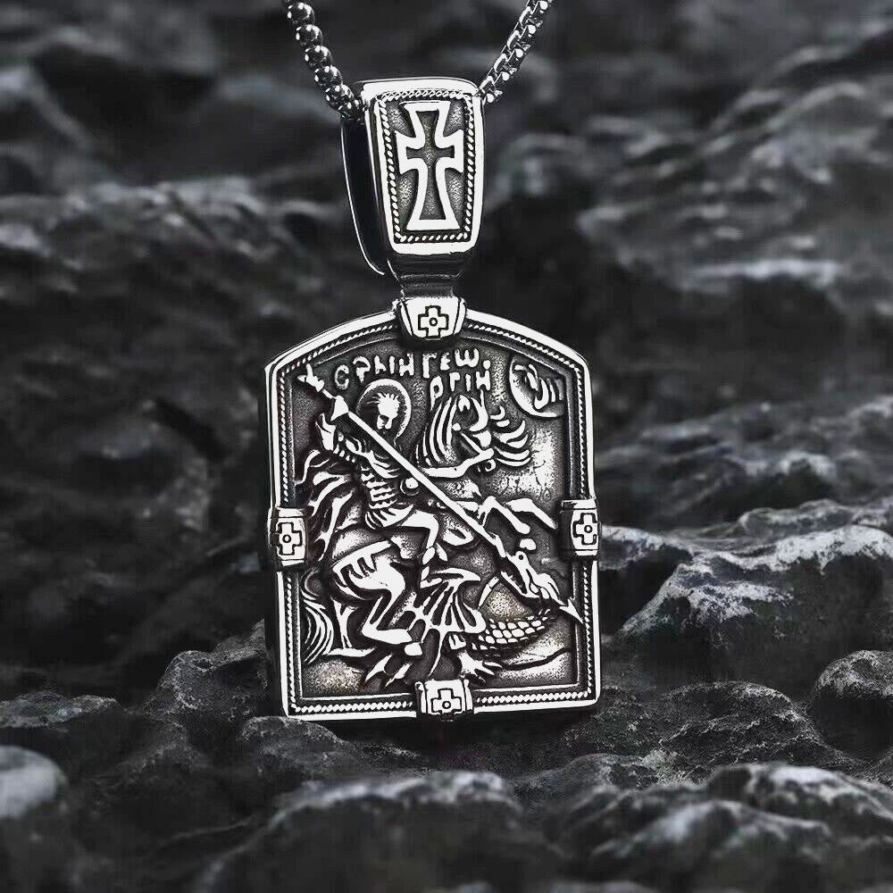 FREE Today: St George Slaying The Dragon Knight Pendant Necklace - image 1
